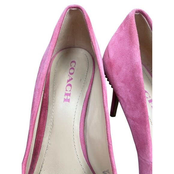 Coach Womans Pink Suede Beaded Trim 3.5" Heels Size 7.5B SKU 9494 - Picture 8 of 16
